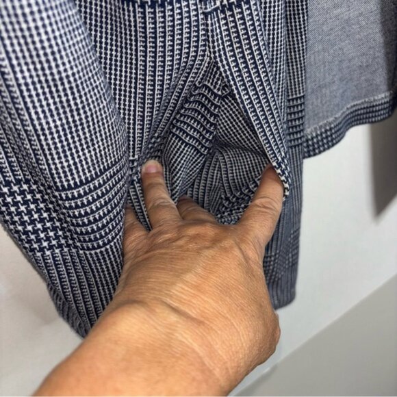 Tart Women’s XL Navy White Houndstooth Blazer Open Cardigan Sweater Pockets - Picture 8 of 10